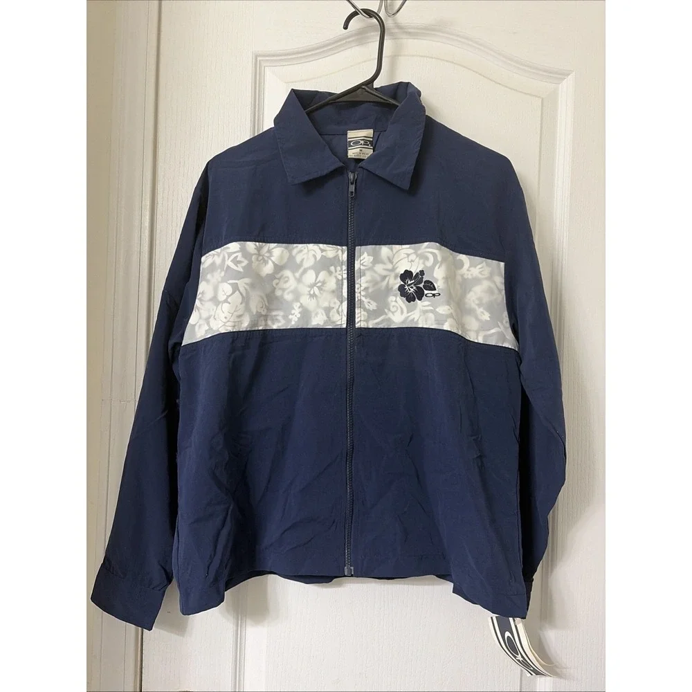 NWT Vintage OP Ocean Pacific 80's 90's Navy Floral Windbreaker Surf Y2K Size M